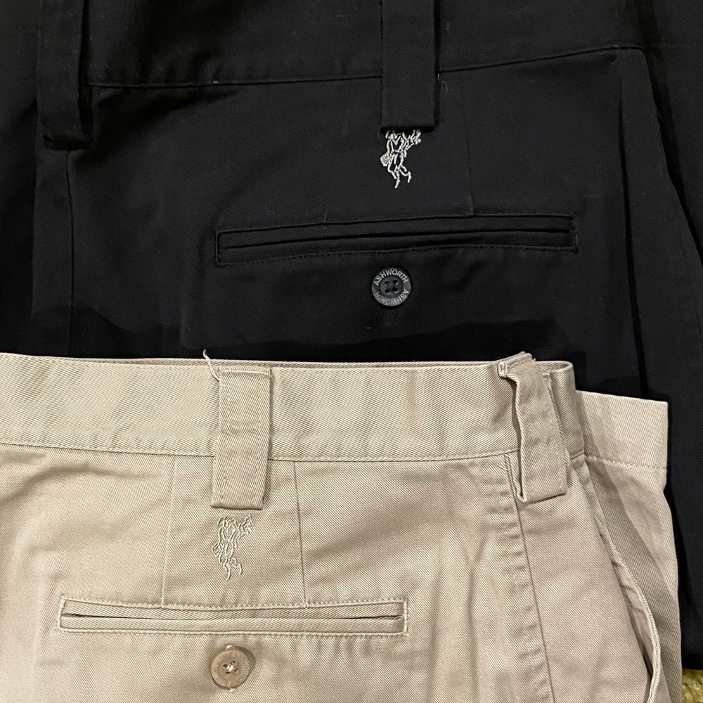 Ashworth Men’s Flat Front Golf Shorts in Black and Khaki